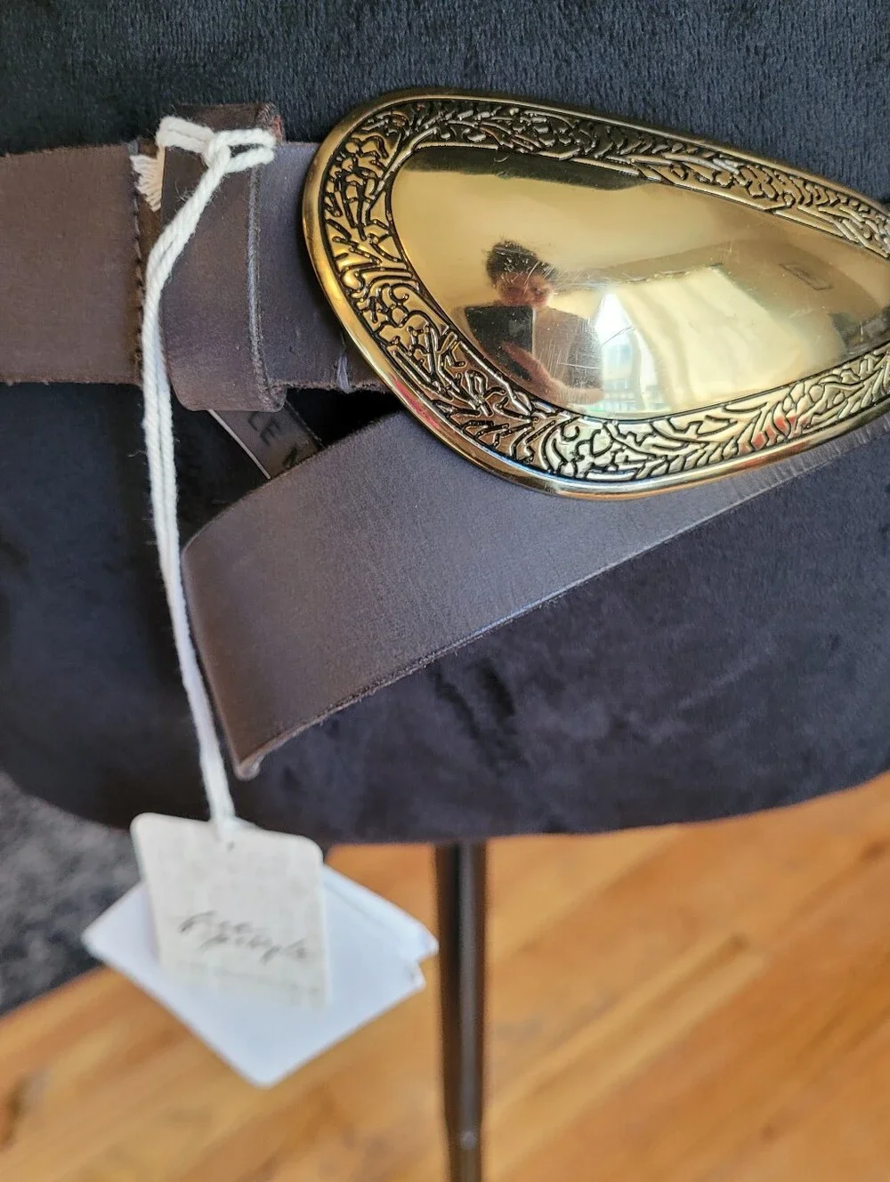 Free People Paloma Buckle Belt Color Black 100% Buff Leather Sizes S-M And M-L